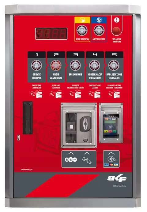 Car wash control panel with the Active foam button at the top