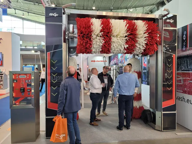 Visitors at the BKF CarWash stand in Stuttgart