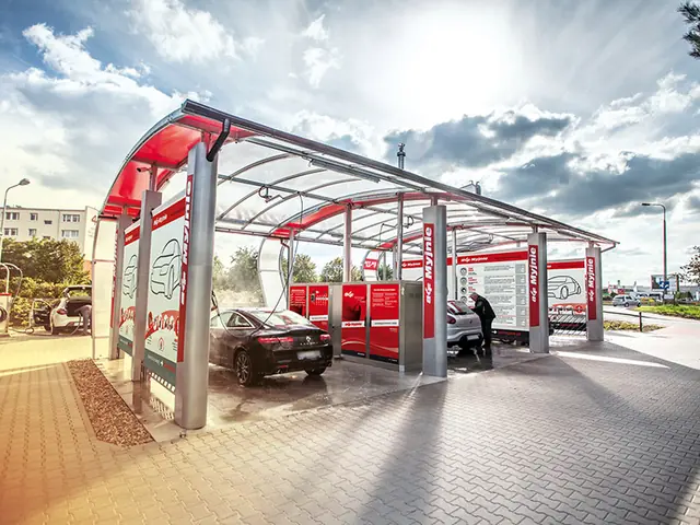 Clean, well-kept self-service car wash with a Futuro construction