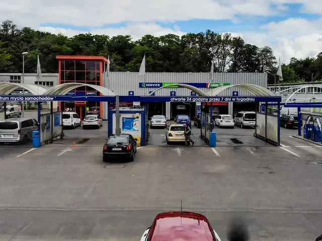 Old car wash in Szczecin before modernisation, aerial view