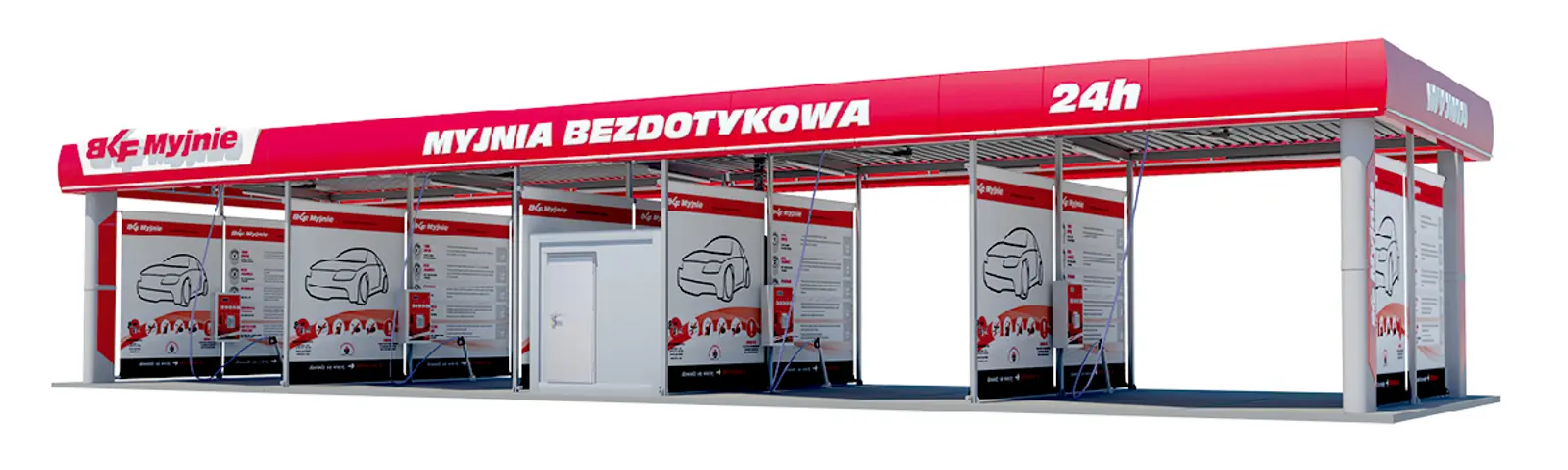 BKF container car wash with technical container and wash bays