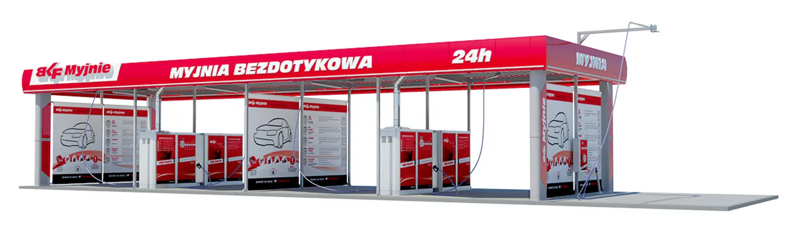 BKF modular car wash with technical module between the wash bays