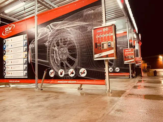 Covered washing bays of the car wash in Bridgend