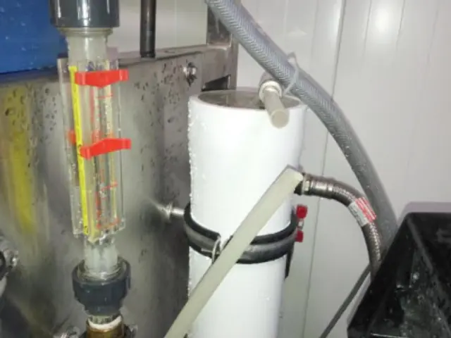 Electronic water meter installed at a car wash