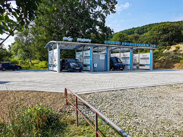 BKF touchless car wash Ustrzyki Dolne – panoramic view with the Bieszczady Mountains